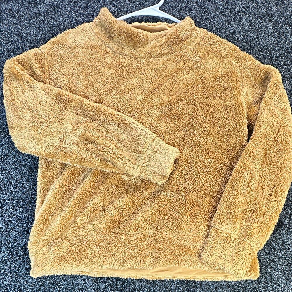 Workshop Republic Clothing Women’s Tan Faux Fur Mock Neck Lined Pullover XS
